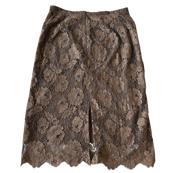 J.Crew Brown Floral Lace Pencil Skirt – Midi SZ 14 - Picture 6 of 6